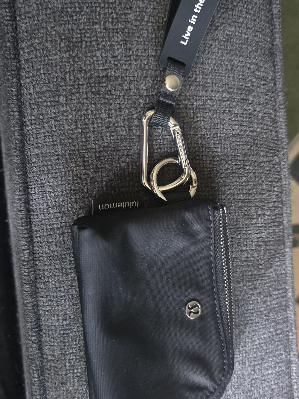 lululemon athletica Black Wristlet with Silver Carabiner